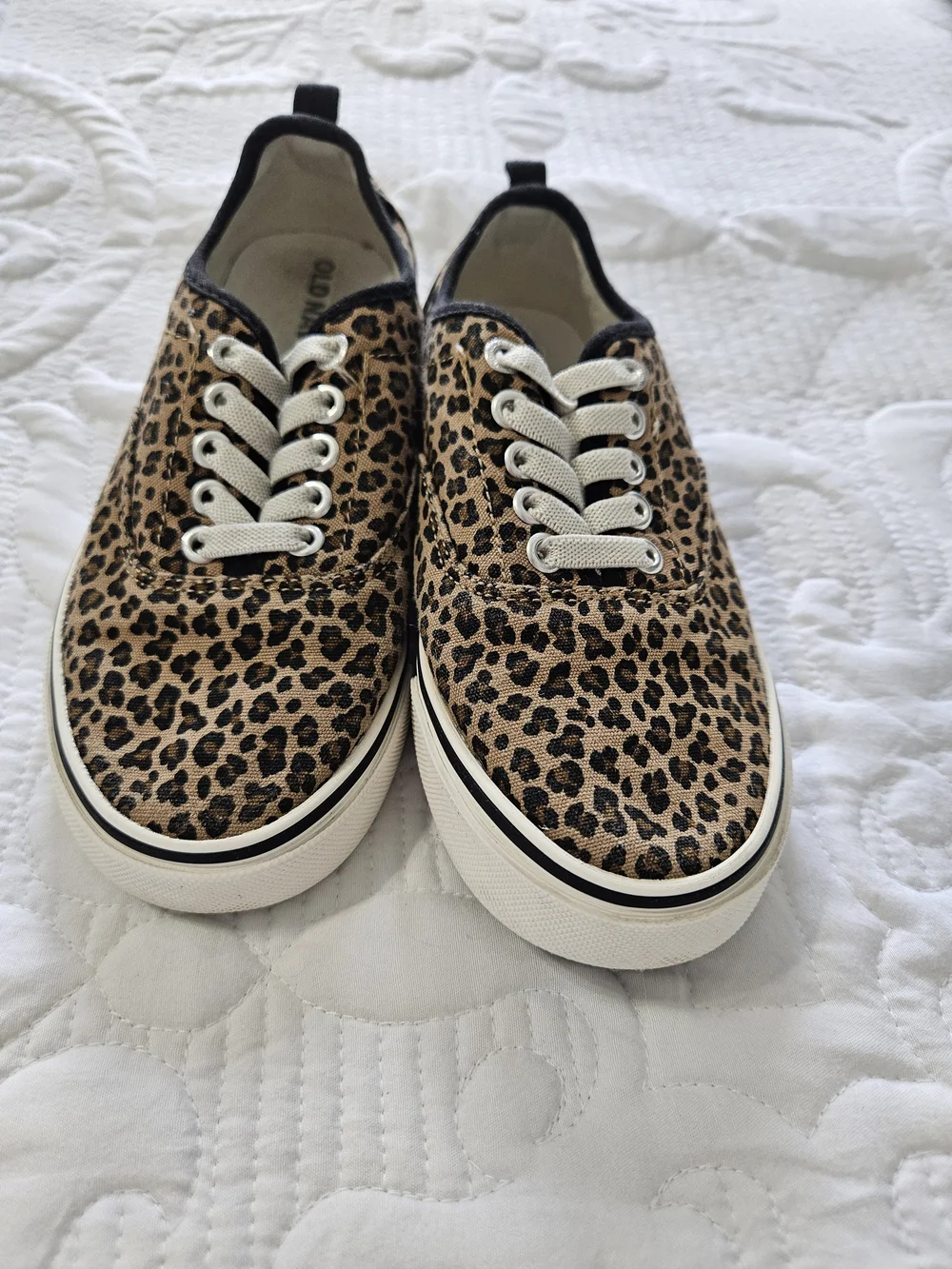 Old Navy Leopard Print Kids Sneakers in Tan and Black